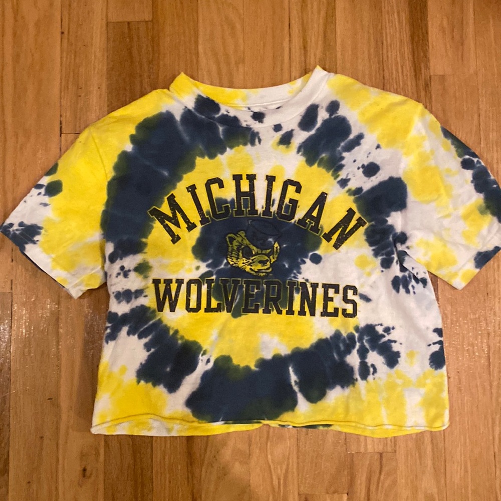 Champion University of Michigan Wolverines cropped tie dyed shirt